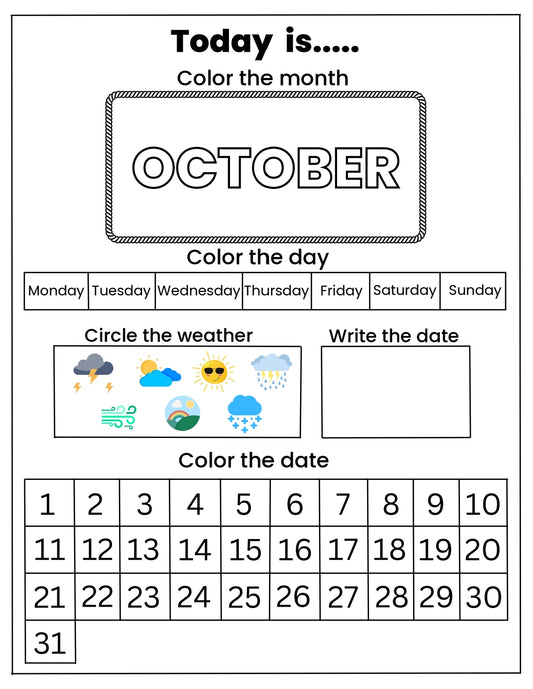 Cute printable calendar for kids | Printable worksheets for kids